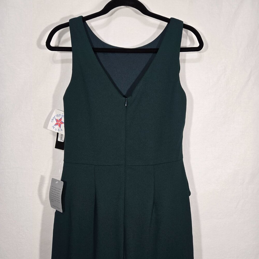 BETSY ADAM "Christine" PINE Scuba Crepe Ruffle Bow Slit Formal Gown Dress Size 8 - Picture 6 of 17